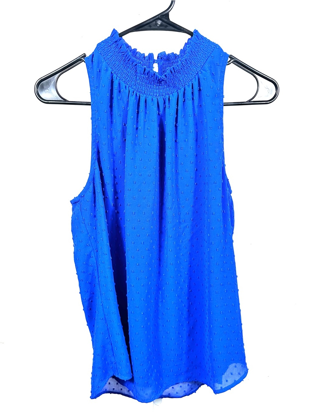 319. Daniel Rainn Smocked Halter Dot-Texture Camisole - Royal Blue small